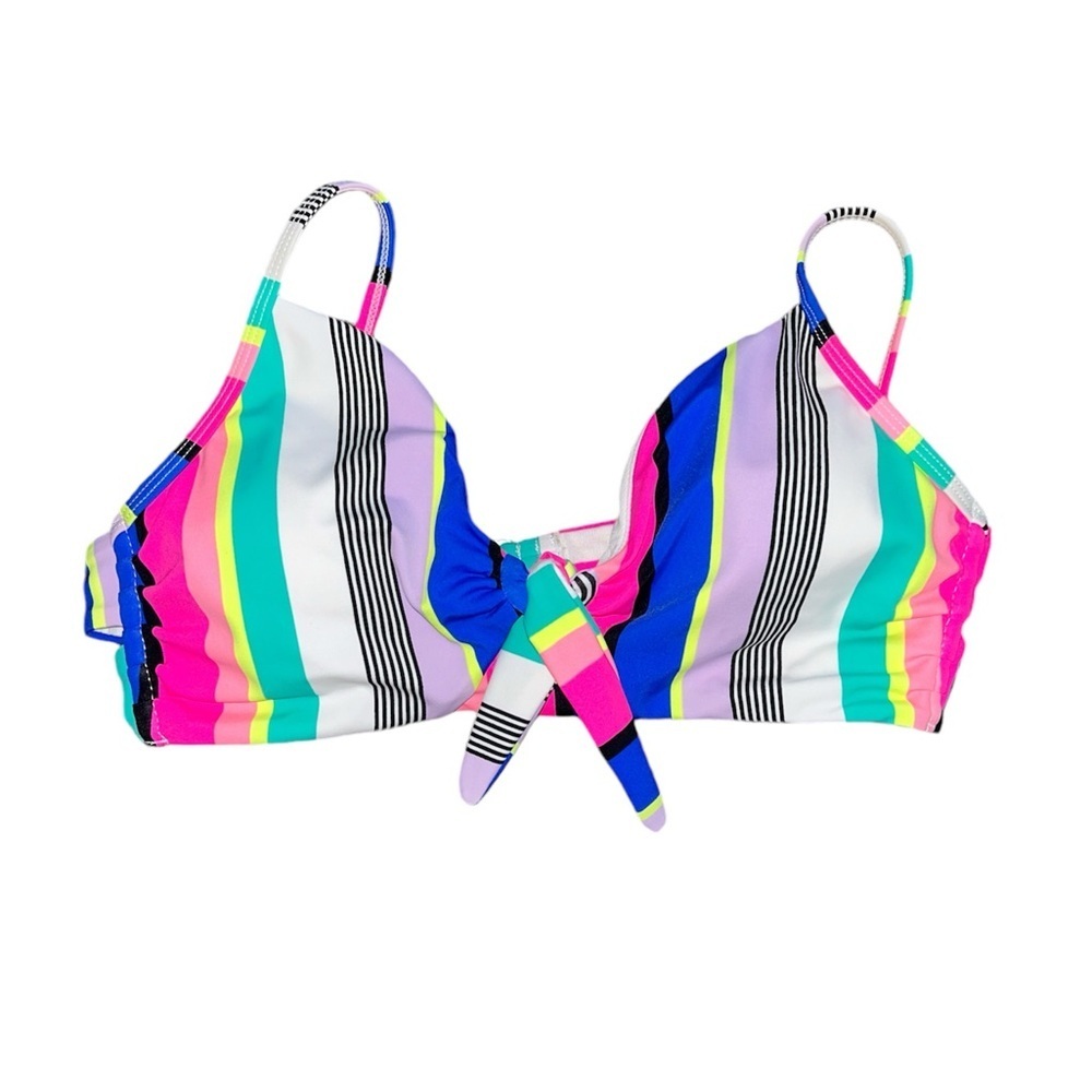 No Boundaries Multi Color Striped Bikini Top NWOT